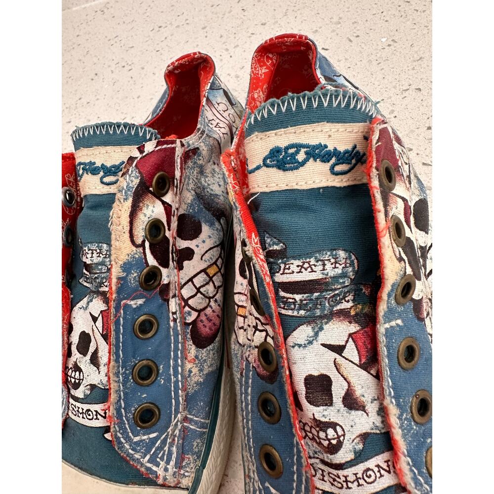 Ed Hardy Women’s Skull Tattoo Graphic High Top Sneakers Size 8 Y2K Vintage Style - Picture 10 of 13